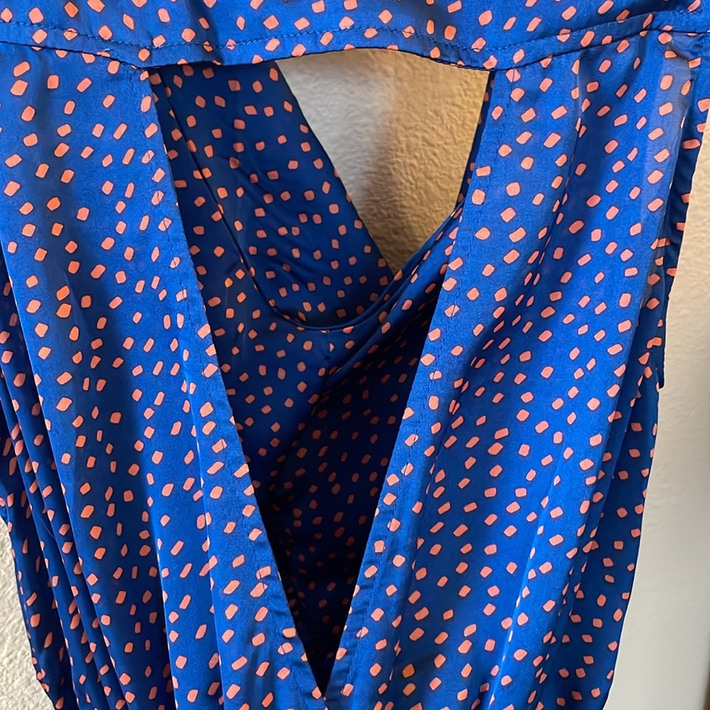 Love Tree Cowl Neck Cut Out Back Elastic Waist Blue and Orange Dress Siz… - Picture 8 of 15